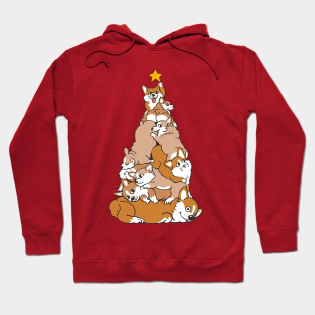 Christmas Tree Corgi_ Hoodie by huebucket